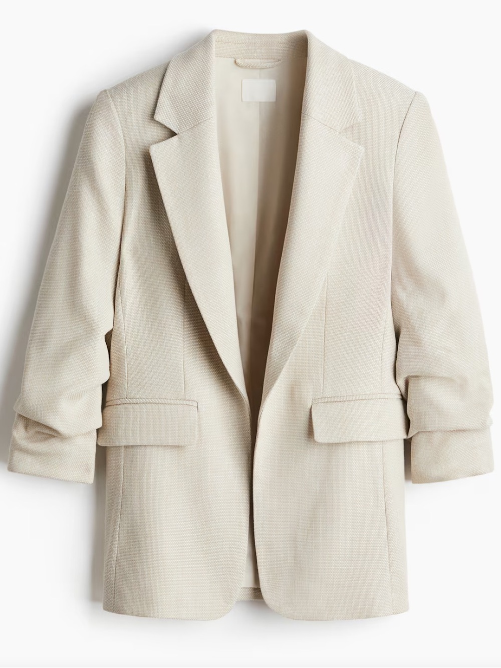 H&M Cream Open-Front Textured Blazer Jacket